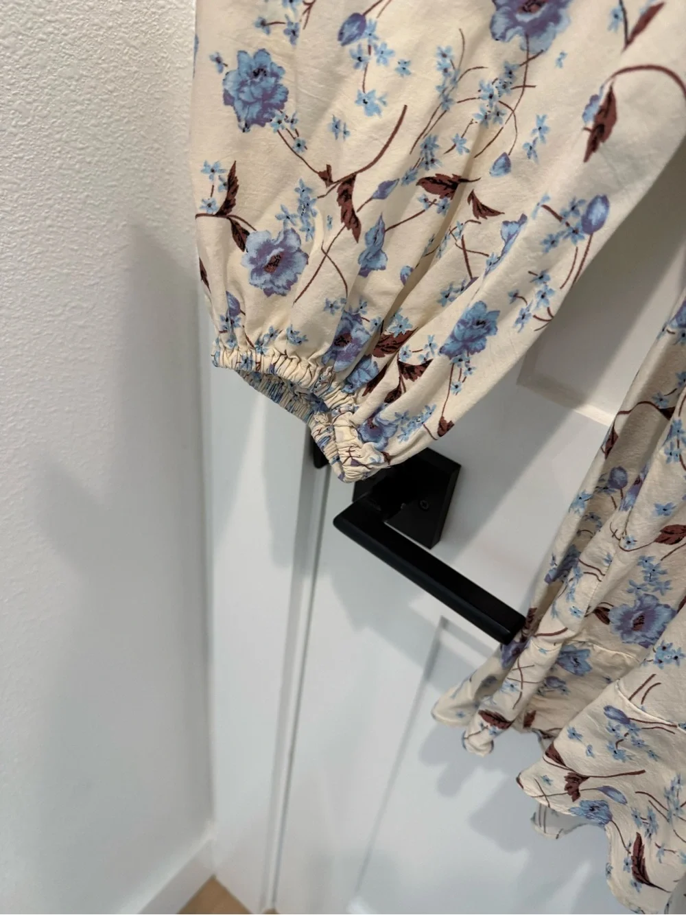 Free People Cream Mini Dress with Blue Floral Print - Picture 4 of 6